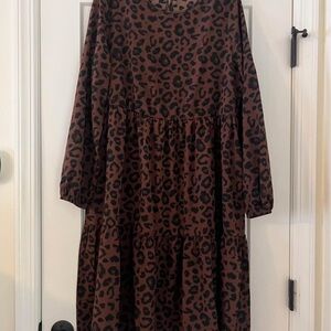 Leopard Print Long Sleeve Dress